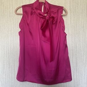 NWT Posh Couture Size Medium Pink Tank Top Blouse Large Bow At Neck